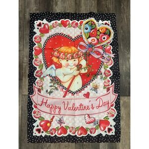Mary Engelbreit Happy Valentine's Day Flag Cupid Heart Polka Dot